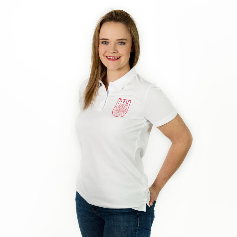 Women's Polo Shirt white - pink embroidery