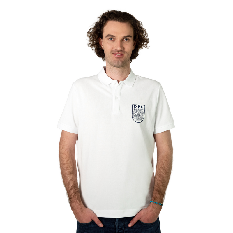 Men's Polo Shirt white - navy embroidery